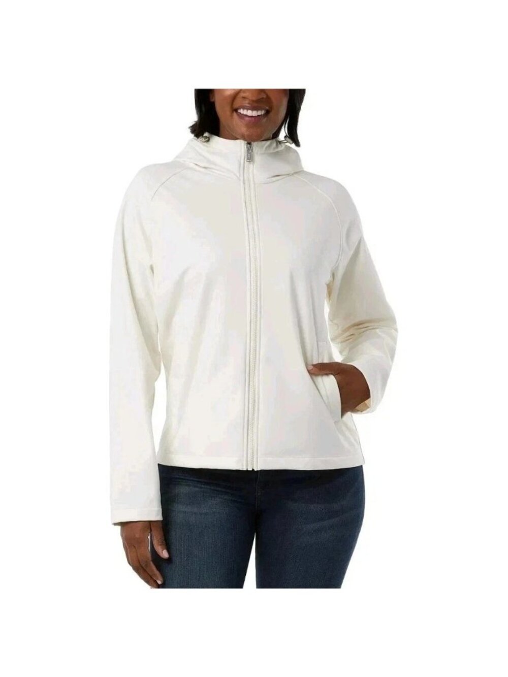 NWOT 32 Degrees Heat Women's L Beige Hooded Zip-Up Soft shell Windbreaker
